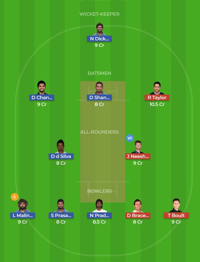 sri lanka (sl) vs new zealand (nz) 2nd odi dream11 prediction